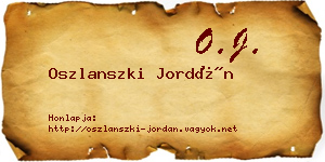 Oszlanszki Jordán névjegykártya
